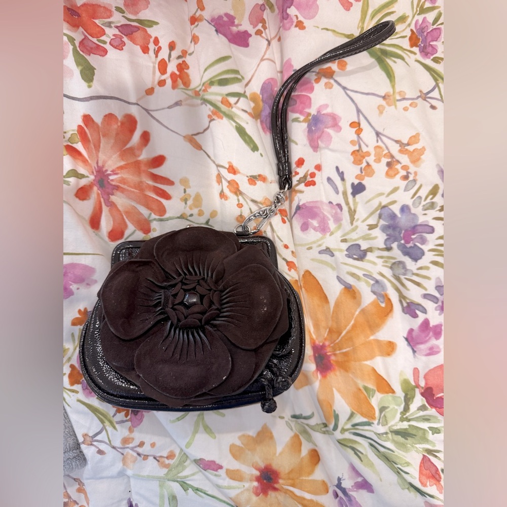 Brighton Black Floral Wristlet